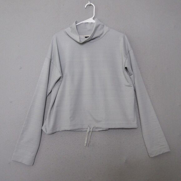 REI Top Women Large Gray Mock Neck Pocket Outdoor Camp Hike Drawstring‎ - Picture 1 of 13
